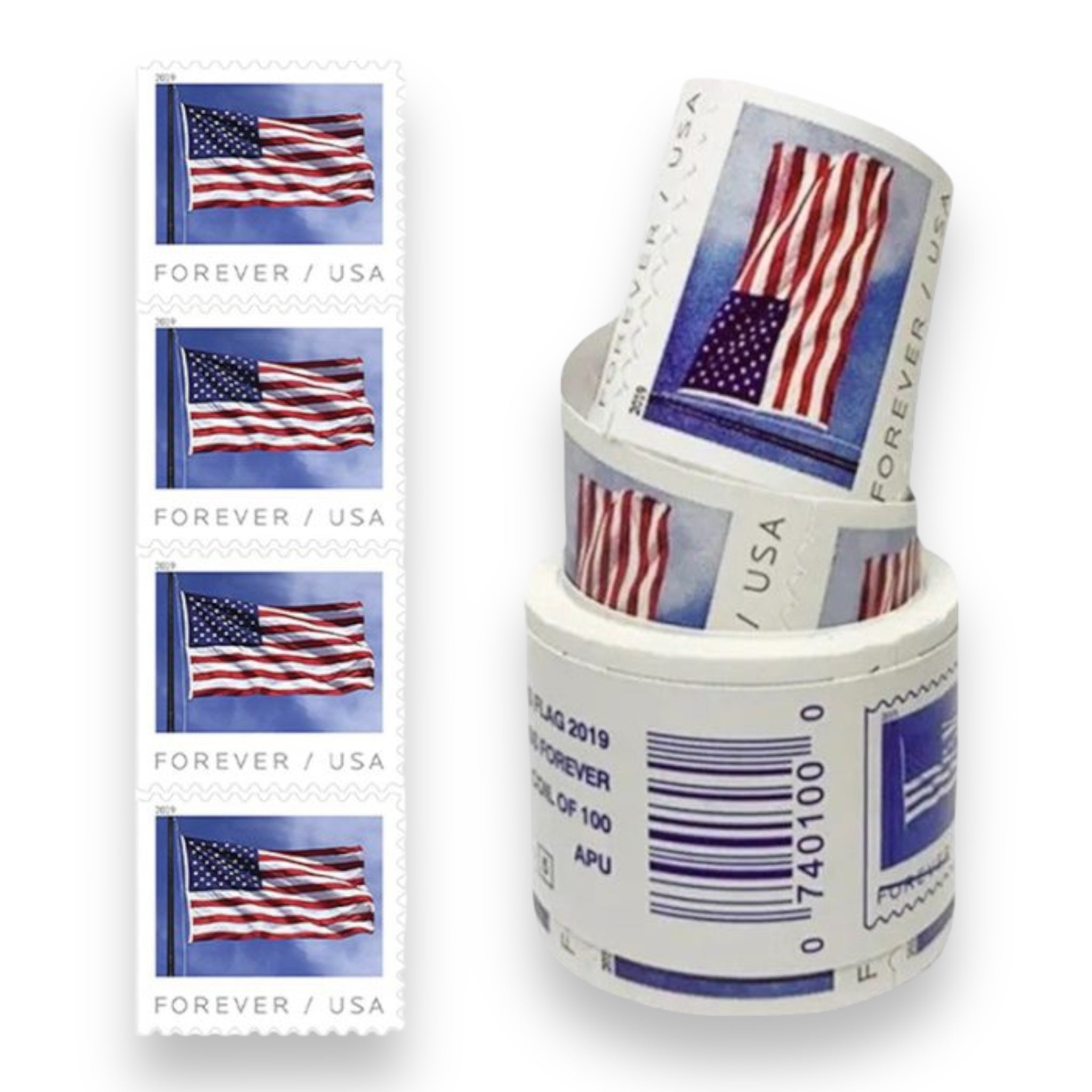 (10) 100 Ct Roll Forever Stamps - 2019 USPS First-Class Mail Postage Stamps  + 1 FREE DISPENSER
